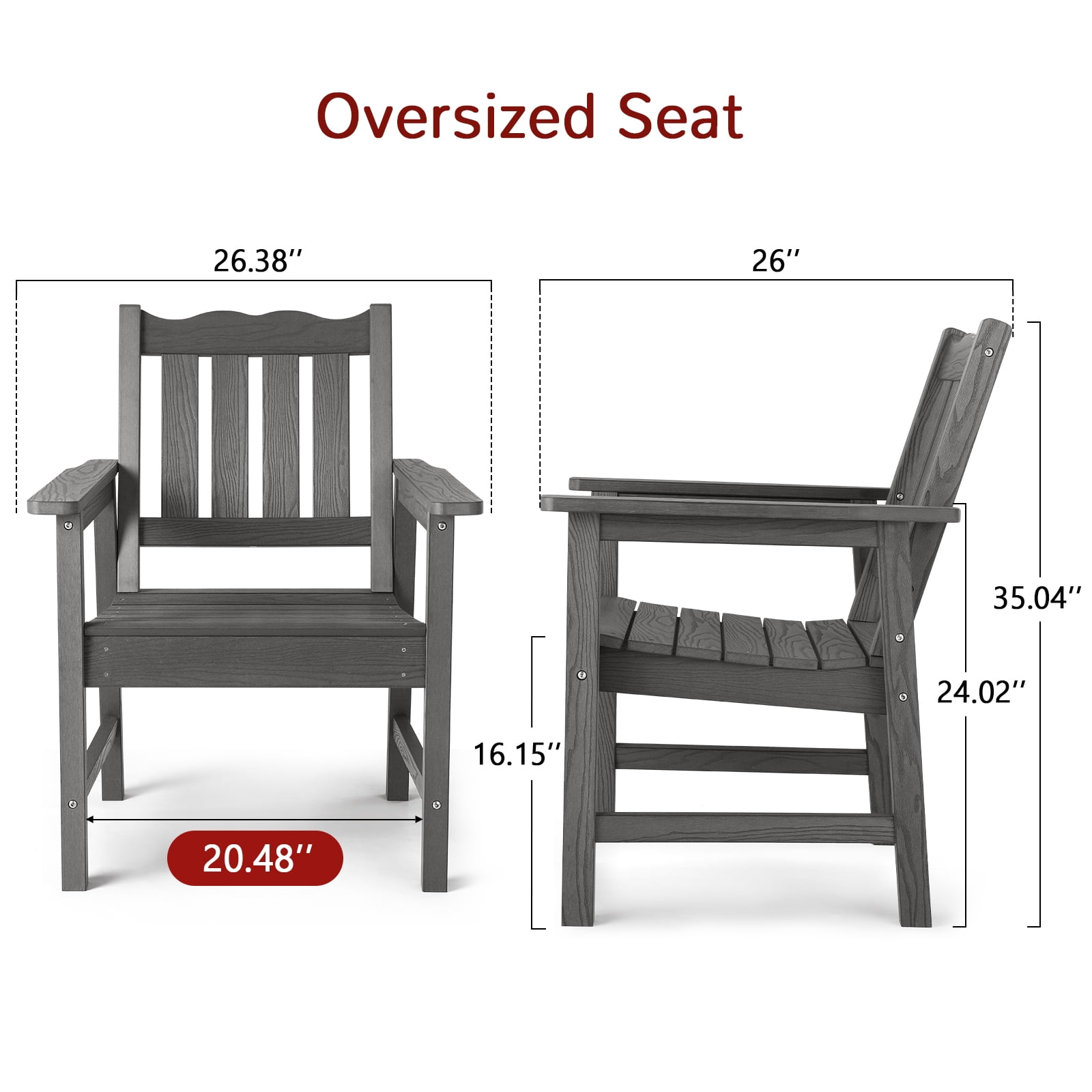 Stoog Patio Chair Set of 2, Outdoor Garden Chairs Bistro Chairs with Backrest, All-Weather Dining Chair Set, 400 lbs Weight Capacity, Gray