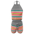 thumbnail image 4 of Two Piece Set for Women Summer Crochet Knit Vacation Beach Outfits Crop Top Shorts Matching Sets, 4 of 4