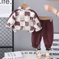 thumbnail image 4 of Toddler Boys Casual Plaid Shirt and Pants Set Long Sleeve Button Down Top with Elastic Waist Trousers Outfit for Kids, 4 of 6