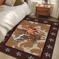 thumbnail image 4 of Rectangle Area Rugs 4 x 6 Ft, Brown Retro Horse Non-Slip Residential Carpet, Vintage Western Stars Country Indoor Crawling Mats Runner Rugs for Living Room/Dining Room/Bedroom, 4 of 8