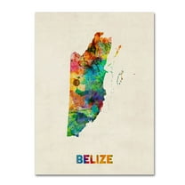 Trademark Fine Art "Belize Watercolor Map" Canvas Art by Michael Tompsett