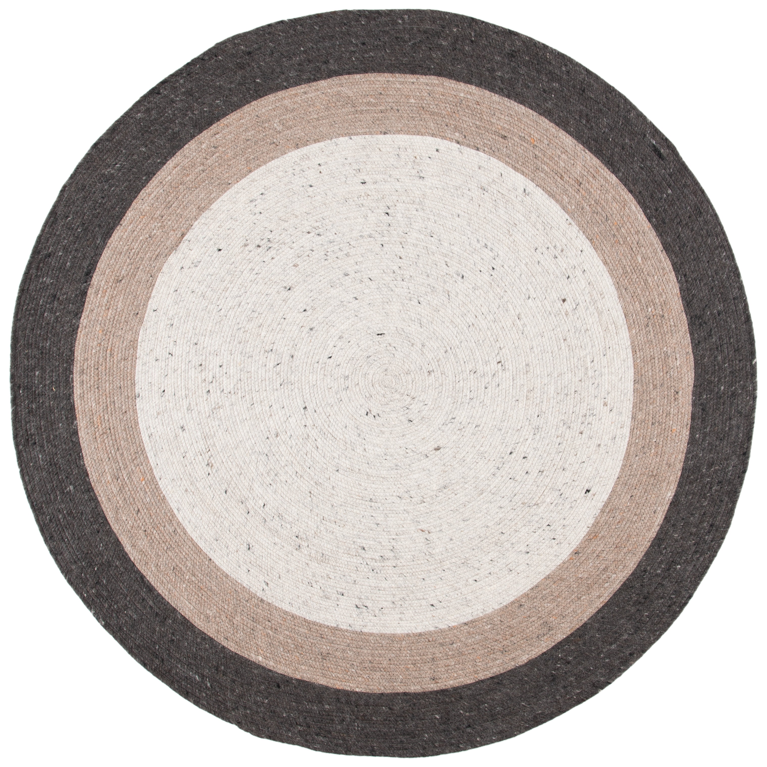 SAFAVIEH Braided Nazca Geometric Reversible Area Rug, Charcoal/Ivory, 7' x 7' Round