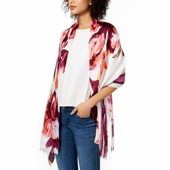 I-N-C Womens Inked Iris Wrap, Red, One Size