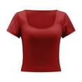 thumbnail image 5 of Women Short Sleeve Scoop Neck Top - Basic Slim Fit, Summer Casual Layered T-Shirt, 5 of 6