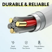 Overtime MFi Certified Charging Cable, Portable & Smart Charging USB A to Lightning Cable, Ultra-Fast Apple Charging Cord, Compatible With iPhone | iPad | iPod, 10ft - White
