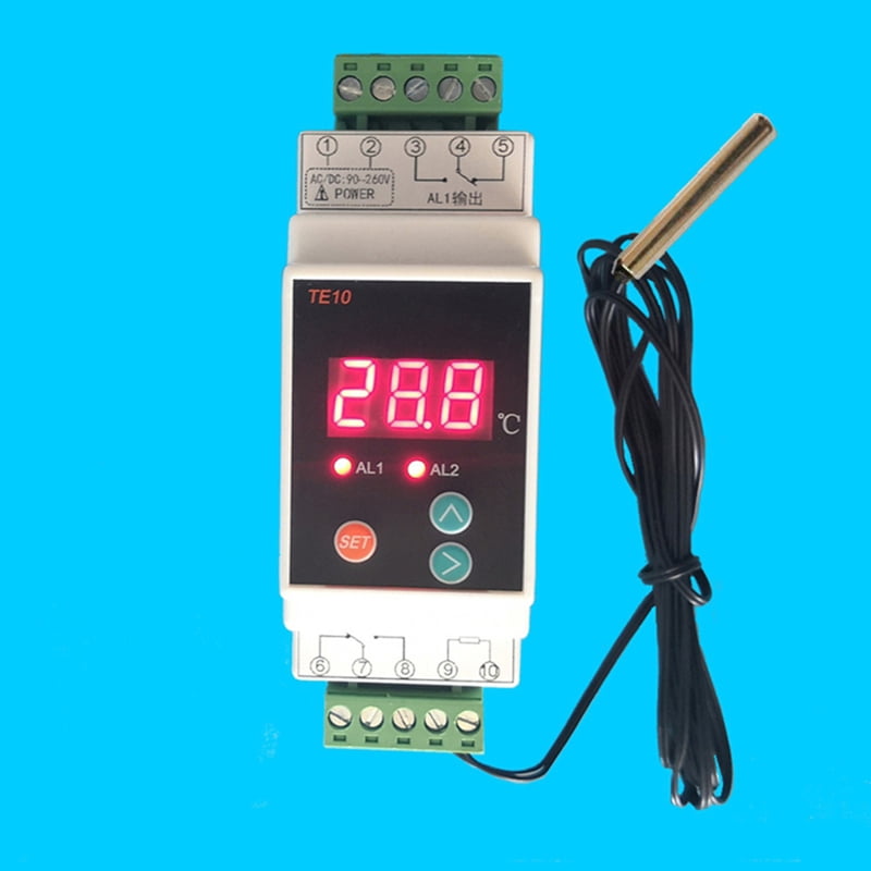 2X Din Rail Thermostat with -40-110℃ Convenient 2 Way Output Temperature Alarm Controller Output 7A/250VAC