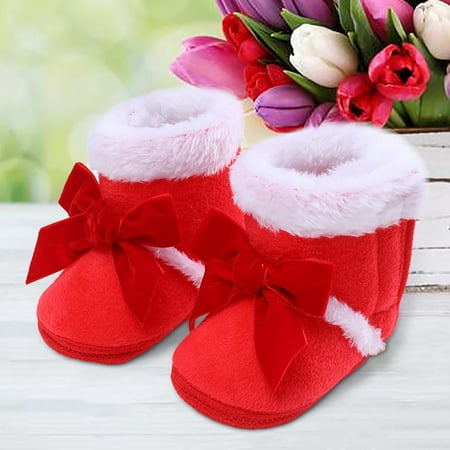 

FZM Christmas Baby Girls Boys Warm Shoes Plush Snow Booties Soft Comfortable Boots Infant Toddler Warming And Fashion Shoes