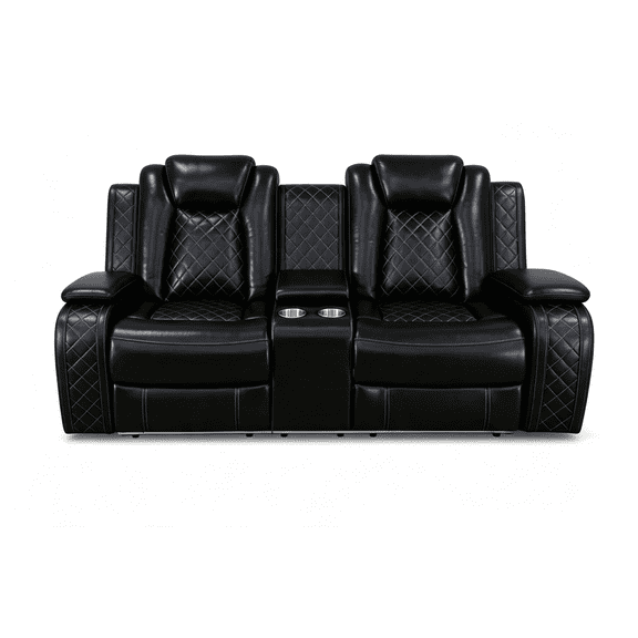 Luxurious Black Leather Reclining Sectional Sofa with LED Ambient Lighting，GN4730-L