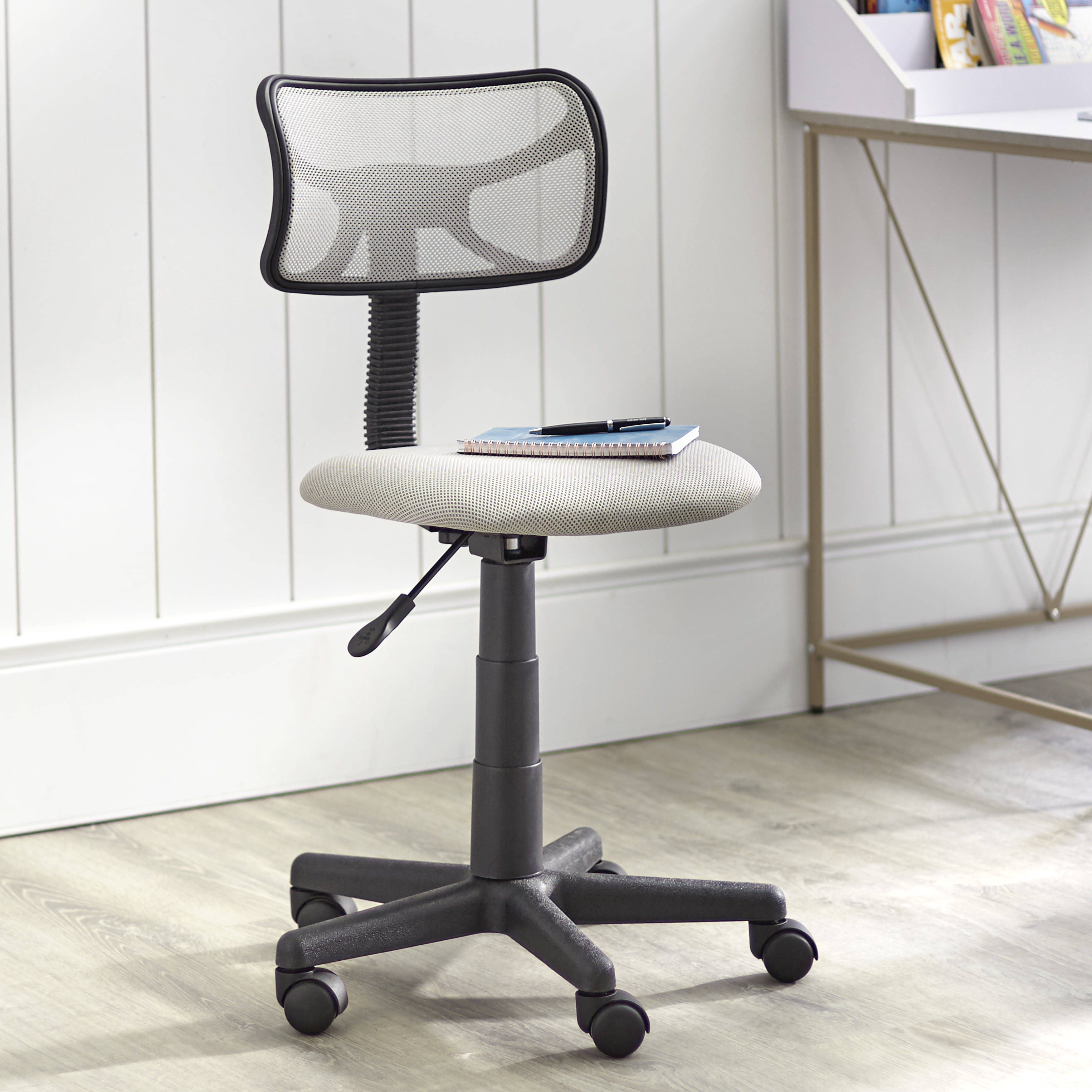 TMS Quincy Kids Writing Desk with Hutch and Swivel Task Chair, White/Gray