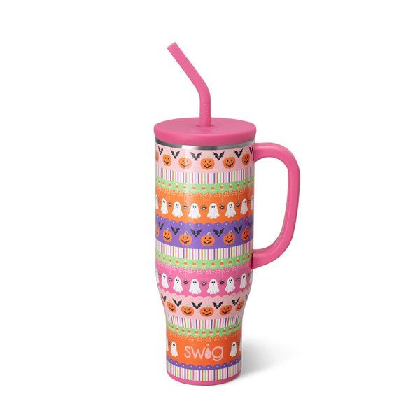 Mega Taza Swig Life Halloween de 900 ml con asa y pajita