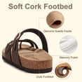 thumbnail image 4 of Litfun Suede Cork Footbed Sandals for Women Summer Arch Support Slide Sandals with Adjustable Buckles, Dark Brown, 4 of 6
