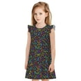 thumbnail image 1 of Fotbe Musical Notes Vestido de Dormir para Niñas de 3 a 10 Años, Mangas Cortas, Estilo Princesa, Pijama Camisón con Mangas Voladas-Medium, 1 of 6