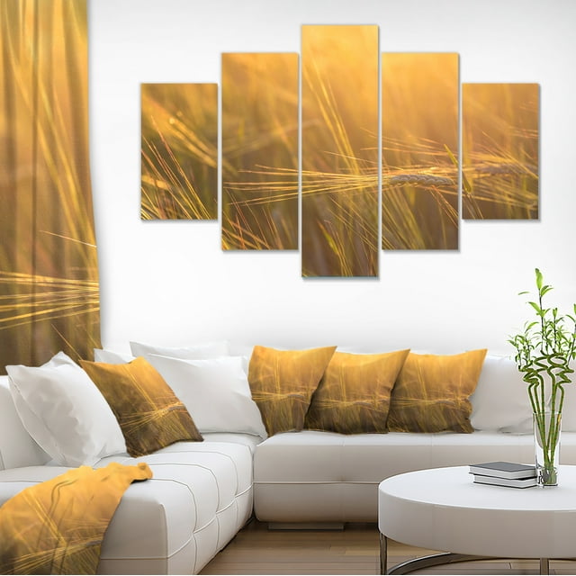 Wheat Field Close up at Sunset - Large Landscape Canvas Art