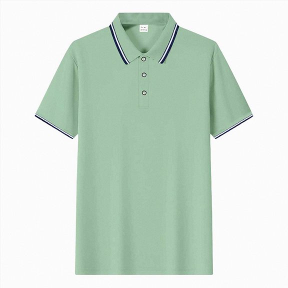 GEWSEY Men's Polo Shirts Classic Short Sleeve Polo T Shirts Cotton Pique Casual Summer Fashion Golf Shirt (Light Green, 3XL)