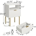 thumbnail image 2 of Modern Nightstand with Charging Station and LED Lights, White Bedside Table with Drawer, Fluted Side Table for Living Room, Bedroom, 2 of 7