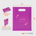 thumbnail image 2 of OptiPak 12x15 Merchandise Bags - Plastic Bags with Handles - Package Bags - Love Yourself Bulk of 50 Pack Purple, 2 of 4