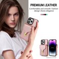 thumbnail image 6 of Dteck Crossbody Shoulder Strap Wallet Case for iPhone 15 Pro Max, RFID Blocking Leather Purse Case with Card Holder Protective Handbag Flip Stand Cover with Zipper Pocket for Women Girls Men, Rosegold, 6 of 8
