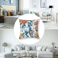 thumbnail image 5 of nygtbtfer Decorative Throw Pillow Covers Blue Scandinavian Swedish Dala Horses and Kurbits Flowers Pillow Case Cushion Cover for Couch Sofa Bed Outdoor Living Room Farmhouse White, 5 of 7