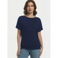 thumbnail image 3 of Women's Short Sleeve Boat Neck Dolman Top with Side Shirring, 3 of 6