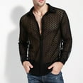 thumbnail image 2 of Toimothcn Shirt For Men Sexy Hollow Out Mesh Long Sleeve Casual Shirt Comfortable Loose Tee Shirts Comfy Mens Summer Clothes, 2 of 9
