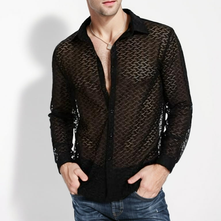 Mens Button Down Shirt T Shirts Unisex Mens Pack of Shirts Large Men Big  And Tall Zippe Shirt X Short Plaid Work Men Young Button Crotch Fitted Dress  Men's Sexy Hollow Out
