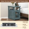 thumbnail image 4 of FAGAGA End Tables with Charging Station for Living Room, Wooden Nightstand for Bedroom, Blue, 4 of 11