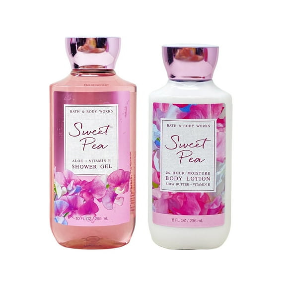 Bath and Body Works Sweet Pea 2 Piece Gift Set - Shower Gel and Body Lotion - Full Size