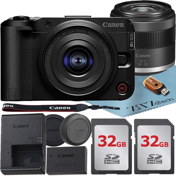 Canon EOS R50 V Mirrorless Camera with 14-30mm PowerZoom Lens   2 Pack 32GB Memory Card   ZeeTech Accessory Bundle (International Version)