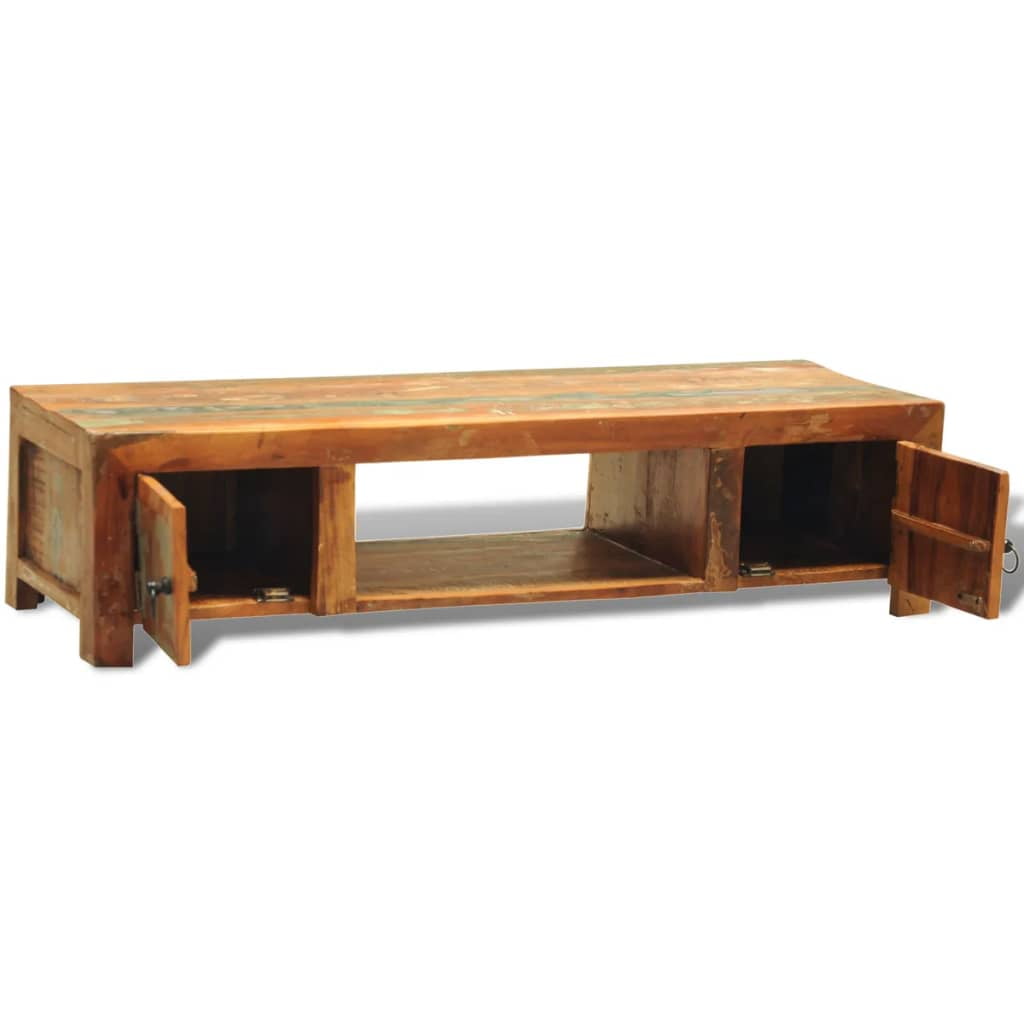 Kepooman Antique-Style Reclaimed Wood TV Stand with 2 Drawers for Living Room, Brown Kepooman Antique-Style Reclaimed Wood TV Stand with 2 Drawers for Living Room, Brown