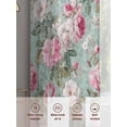 thumbnail image 6 of Vintage Spring Floral Sheer Curtains 45 Inch Length 2 Panels Set, Botanical Summer Pink Green Voile Window Treatment Rod Pocket Small Kitchen Curtains Drapes for Bedroom 52"x45"x2, 6 of 7