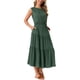 thumbnail image 4 of Vestidos de verano sin mangas para mujer INSPIRE CHIC, vestido midi casual con cuello redondo, con volantes y bolsillos en verde ejército, 4 of 6