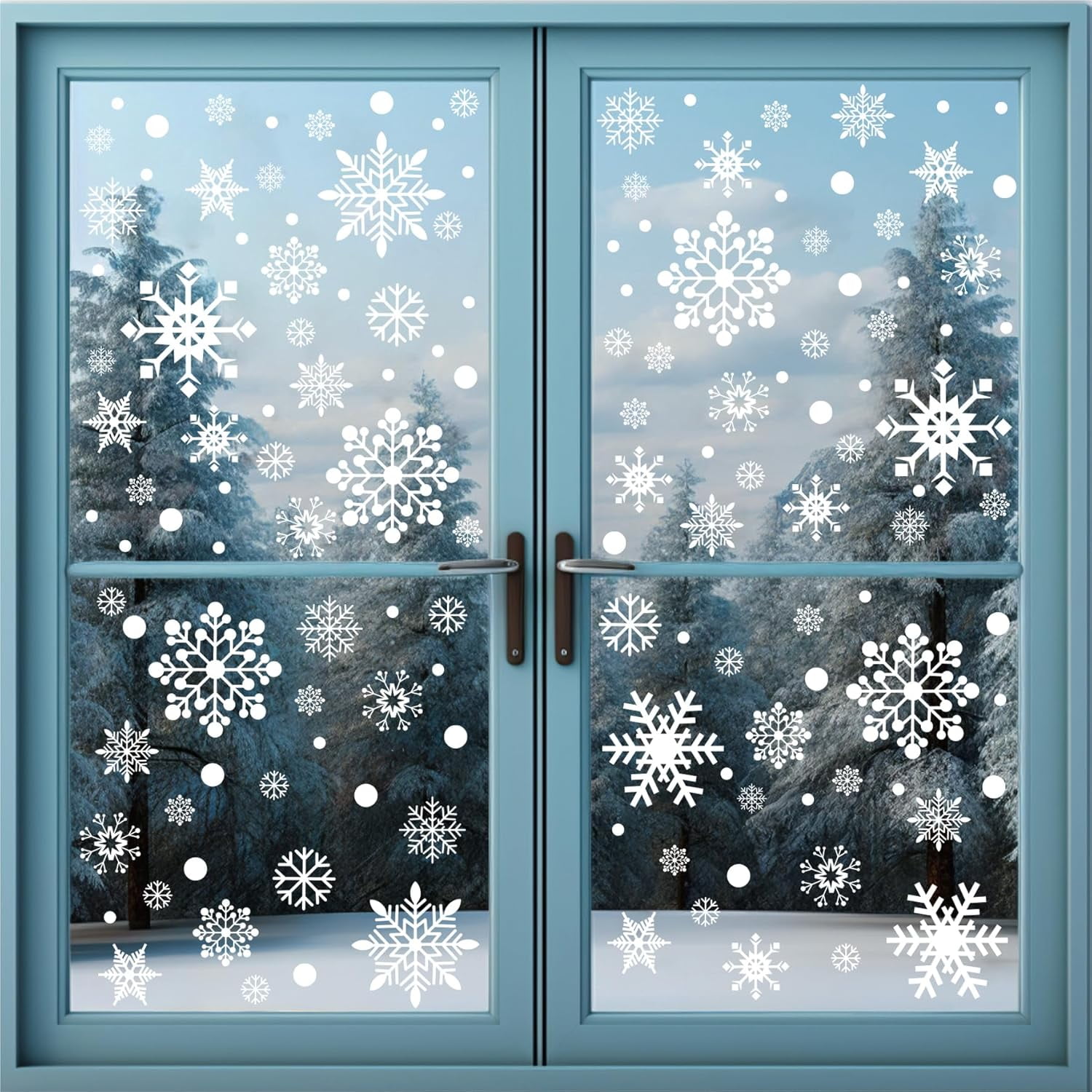 155 Pcs White Snowflakes Window Clings for Glass Windows - 8 Sheets Christmas Window Decal Stickers for Home Office Shop Classroom Indoor for Xmas Holiday Winter Wonderland Frozen Themed Party