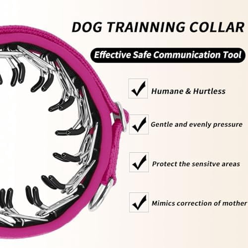 No Pull Martingale Dog Collar for Large Medium Small Dogs, Heavy Duty Nylon Reflective Adjustable Anti Pull Slip Collar with Buckle for Training Walking M Hot Pink