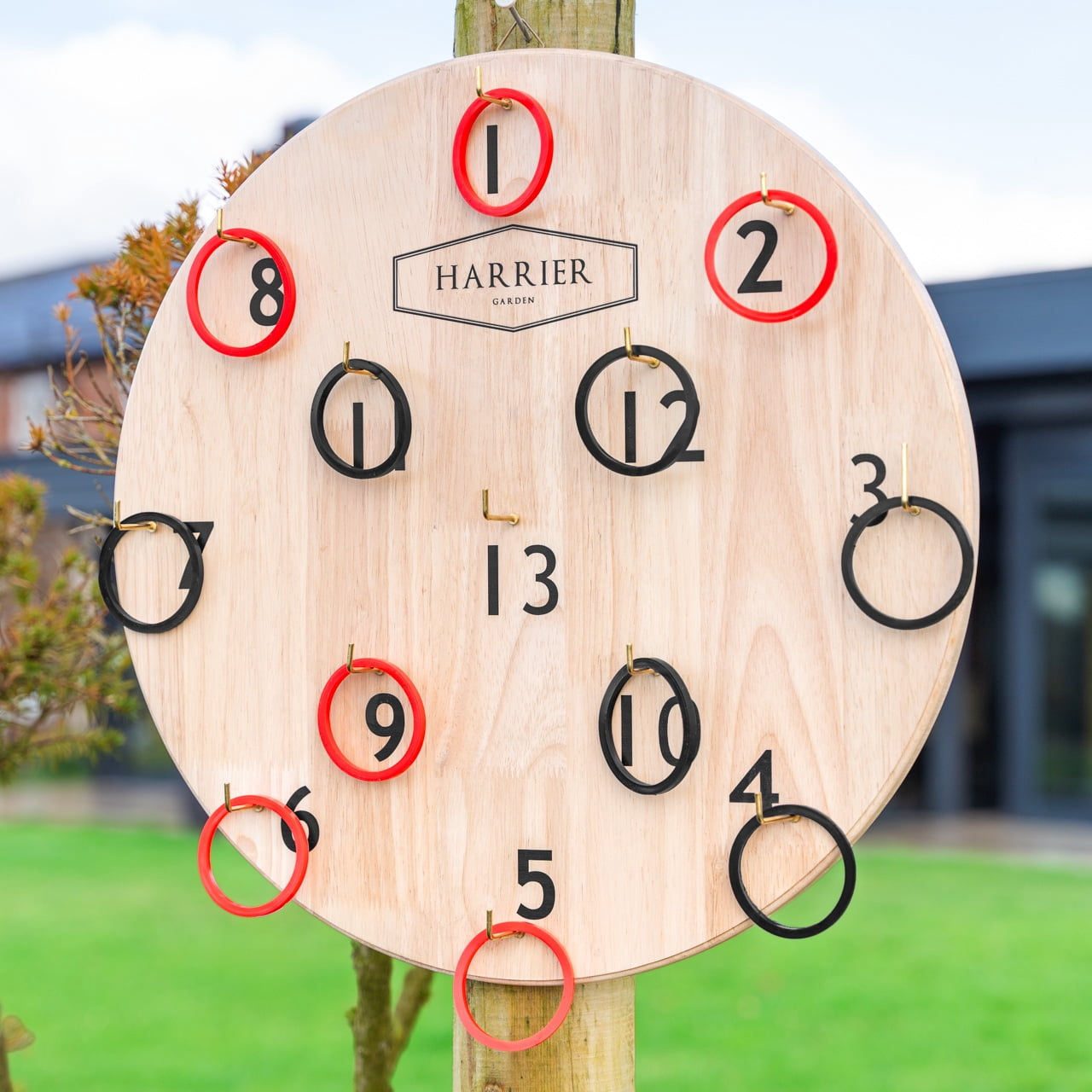 HARRIER Ring Toss Game Set | Indoor & Outdoor Wooden Board Game - Includes 12 Rubber Throwing Rings & Carry Bag