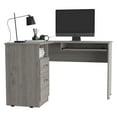 thumbnail image 3 of Light Gray L-Shaped Home Office Desk 47" Corner Desk - Particle Board, Keyboard Tray, Colombian Made, Space-Saving Design. Ideal for Small Spaces., 3 of 7