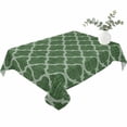 thumbnail image 2 of Dark Green Moroccan Table Cloth Waterproof Tablecloths, Middle Century Quatrefoil Plaid Art Tablecloth Dining Table Cover for Kitchen Party Tabletop Outdoor, Rectangle Tablecloth 60x84 Inch, 2 of 9