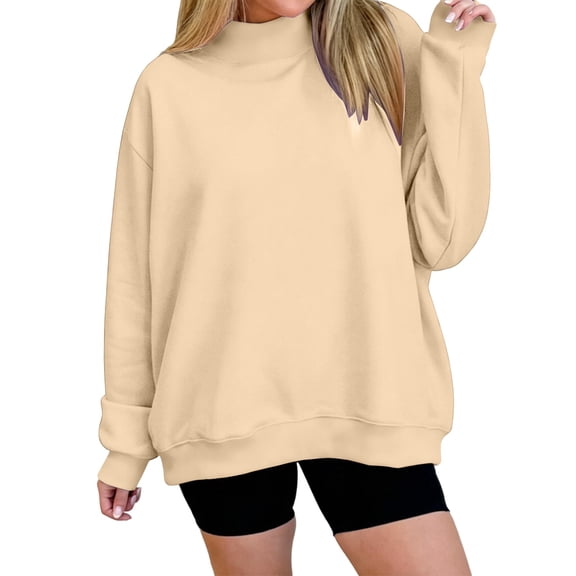 GUACER Mock Neck Sweatshirts for Women Oversized Soft Long Sleeve Casual Pullover Tops