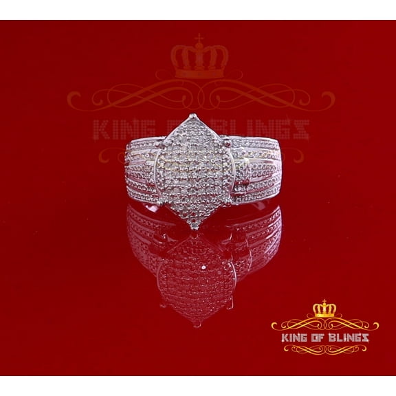 King of Bling's Diamond 0.20CT 925 Sterling White Silver Fashion Cocktail Womens Ring Size 7