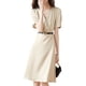 thumbnail image 1 of Vestido de verano para mujer con mangas cortas/largas, cuello en V cruzado, vestidos de manga corta para mujer, vestido infinito, vestido corto para mujer, vestidos de graduación para mujer, 1 of 5