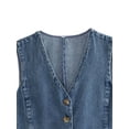 thumbnail image 6 of Biekopu Women's Denim Waistcoat Sleeveless V-Neck Cropped Tank Tops Button Up Jean Vintage Crop Jackets, 6 of 9
