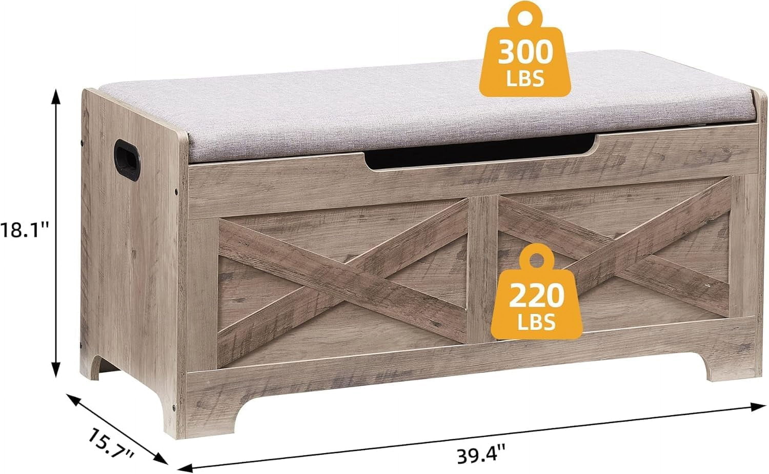 Storage Bench,Wooden Storage Chest,Storage Trunk,Toy Chest with 2 Safety Hinges,Liftable Top,Multifunctional Entryway Organizer for Entryway,Living Room Bedroom