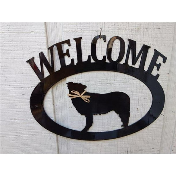 The Lazy Scroll Bordercolliewelcome Border Collie Metal Welcome Sign Walmart Com Walmart Com