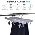thumbnail image 3 of Quality Hangers Wooden Pants Hangers - 10-Pack Swivel Hook Cloth Hanger Set - Lotus Wood Skirt, Pant, Shorts and Slack Hangers with Adjustable Clip - Gray Clothing Hanger (Gray, 10), 3 of 5