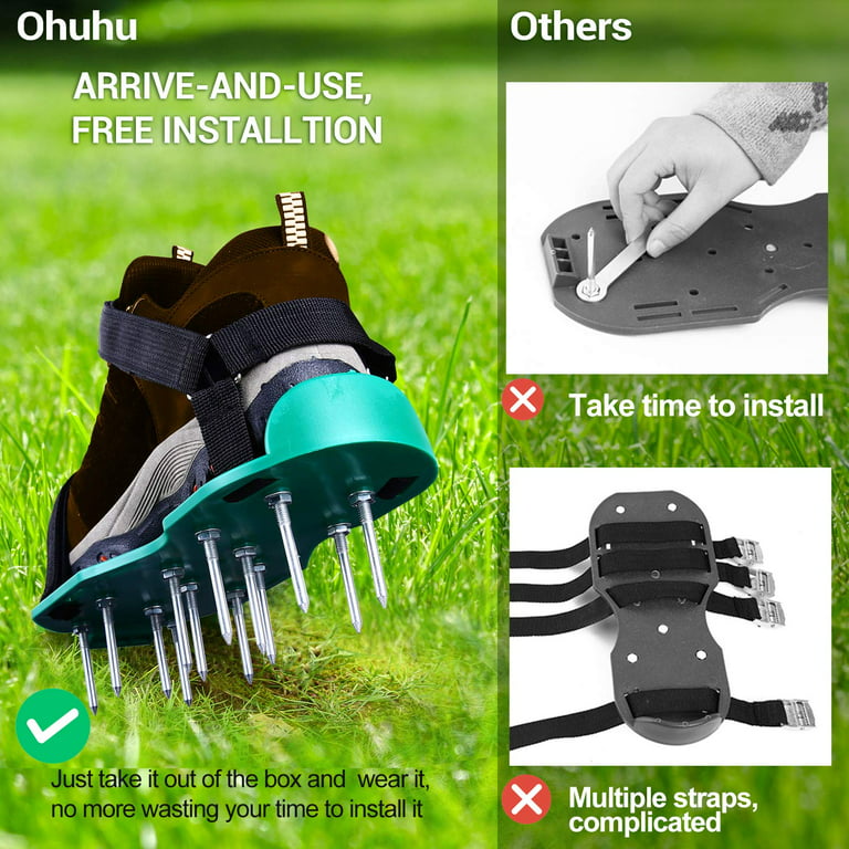  Barydat 3 Pairs Lawn Aerator Shoes with Straps Grass