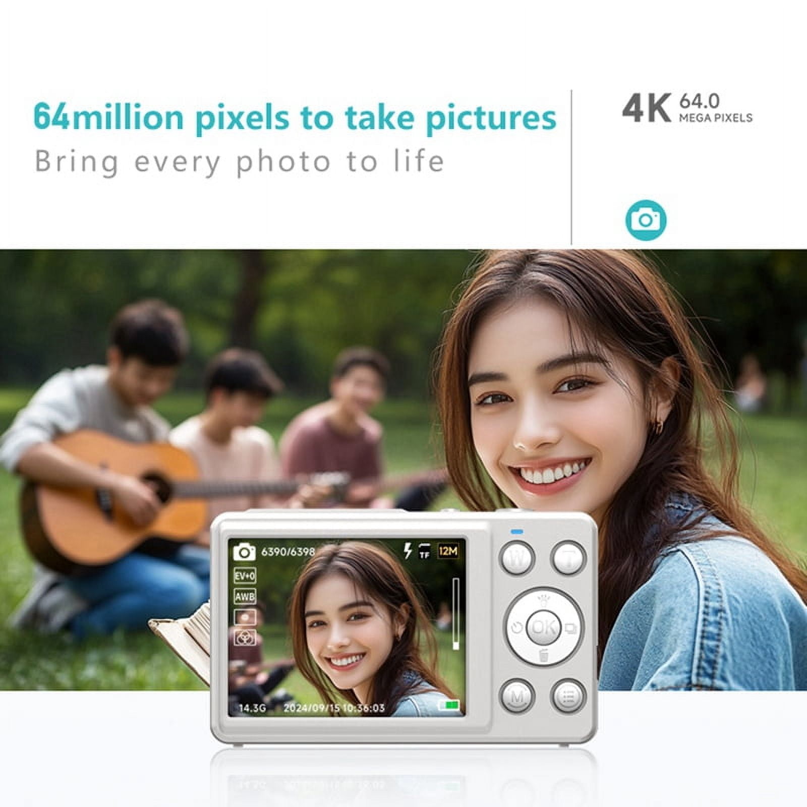 4K Digital Camera 2.88 Inch HD Display 18x Video Recorder Camera LED Fill Light 800mAh Battery Vlogging Camera Pink