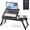 Black, variant on Laptop Desk for Bed, Adjustable Serving Tray Breakfast Table with Tilting Desktop, Folding Lap Tray with Removable Stopper, Cooling Holes & Small Side Drawer (), GT67948-HWCF