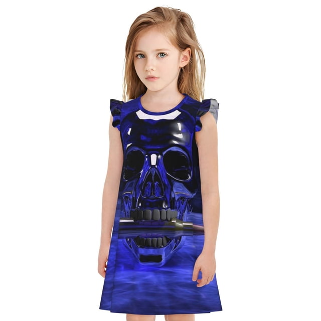 Vsdgher Chemises de Nuit en Acier pour Filles Manches Courtes à Volants Robe de Nuit Pyjama pour Fête-Petit