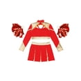 thumbnail image 4 of TiaoBug Kids Girls Cheerleading Outfits Cheer Print Crop Top with Pleated Skirt Red 6, 4 of 5