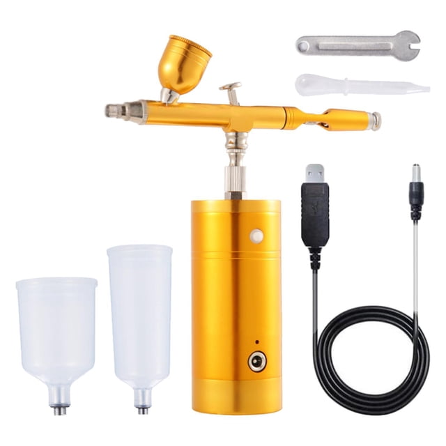 maskred Compact Airbrush Air Compressor Kit Set Versatile Spray Painting Craft Gold 1.49x5.1x5.7 Inch 2Set