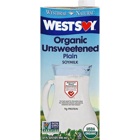 Westbrae Natural Unsweetened Soymilk, 32 Fluid Ounce (Pack of 12)